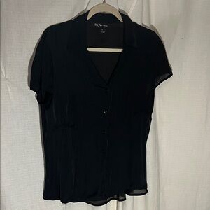 Style & Co. Silk Black Button-Up Blouse Size 12